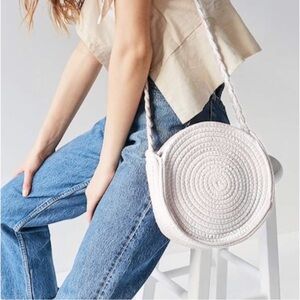Urban Outfitters Circle Woven Crossbody Bag Cream One Size